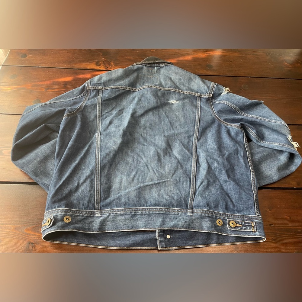 Orvis Women’s Heavy Denim Jean Trucker Jacket Distressed Front Button Size Large - Picture 9 of 9